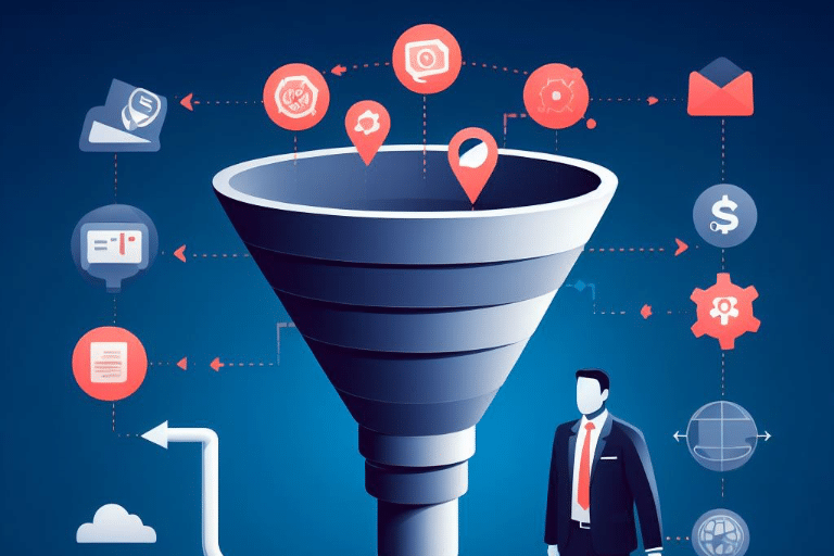 A funnel representing the lead generation process